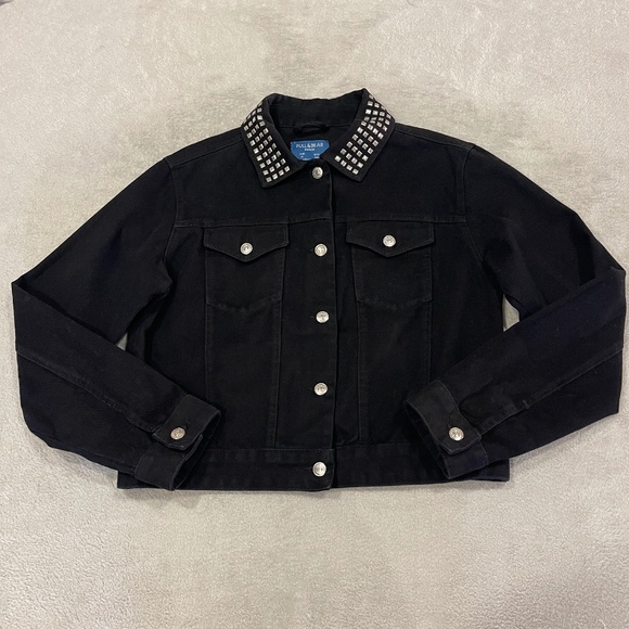 Black Denim Jacket w/ Studs Size Medium - Picture 1 of 11